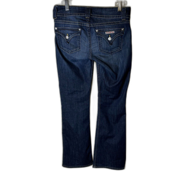 Hudson Signature Blue Dark Wash Lower-Rise Flap Pocket Baby Bootcut Jeans Sz 28 - Picture 9 of 14